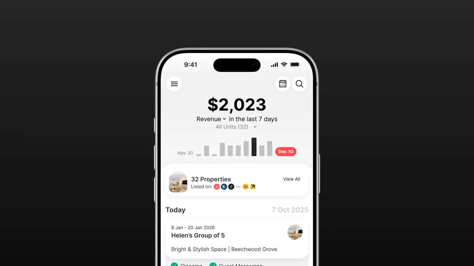 Hububb performance dashboard with revenue and occupancy